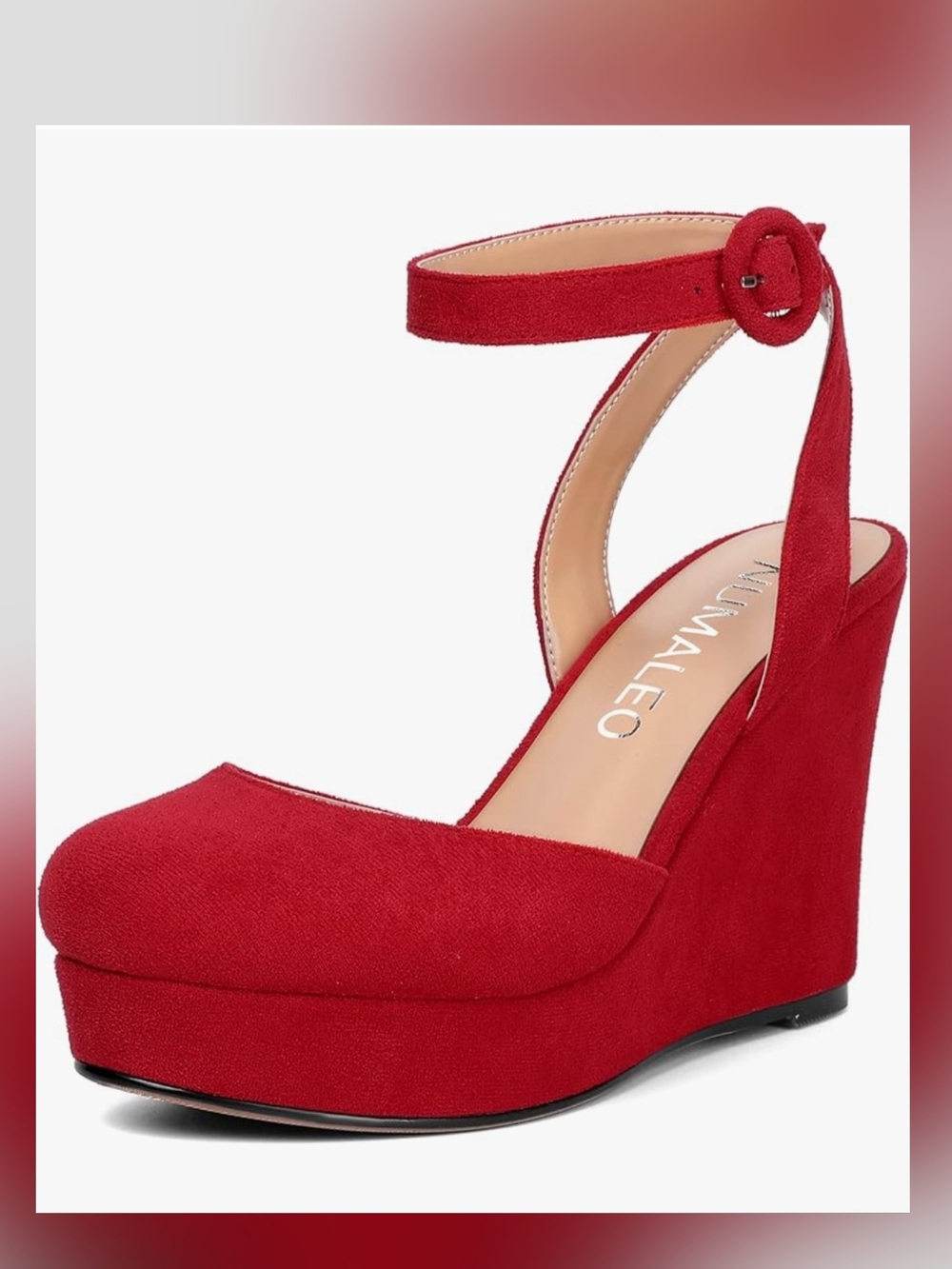 Red Suede Platform Wedge 7.5